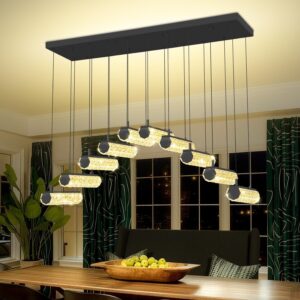 Lámpara Colgante Lineal Moderna Cristal 10 Luces