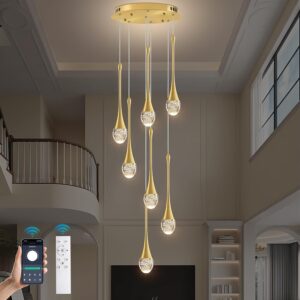 Candelabro Espiral Moderno LED Cristal 7 Luces 60''