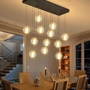 HAIXIANG Candelabro Lineal LED Cristal Negro
