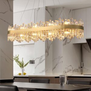 Lámpara Colgante Lineal Moderna Cristal 20 Luces 52''