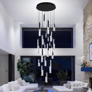Candelabro Espiral Moderno Cristal 16 Luces D24''