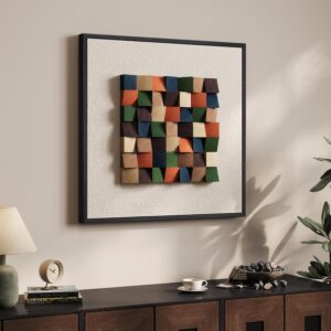 Arte abstracto textura 3D beige, 24 x 24" con marco