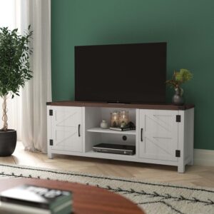 EMMA + OLIVER Troyer Soporte de TV Granja Blanco Lavado