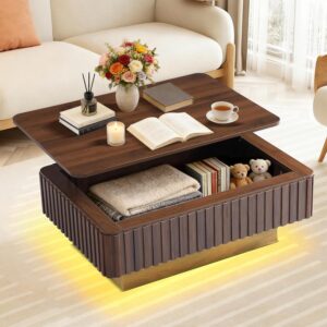 Grepatio Mesa Auxiliar Madera RGB Almacenamiento USB 38"