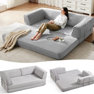 Sofá Cama Seccional Plegable 79 Pulgadas Pana Gris