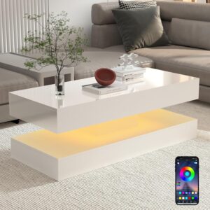 Uspeedy Mesa Auxiliar LED Almacenamiento Cajones Negro