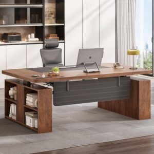 SEDETA Escritorio de Pie 63" Con Carga USB Con Almacenamiento Con Panel Privacidad