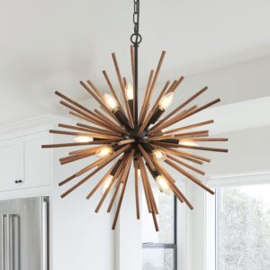 Candelabro Sputnik Rústico Madera 12 Luces 23.6''