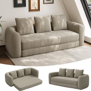 Sofá Cama 91 Pulgadas 3 Plazas Felpilla Camello Asiento Profundo Sin Estructura