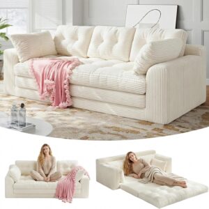 Sofá Cama Extraíble Plegable 3 Plazas Blanco