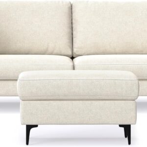 SIMPLIHOME Juego de Sofás 90" 2 Piezas 3 Plazas Otomana Poliéster Blanco Crema