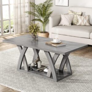 FROMJBEST Mesa de Centro Madera Granja Gris 47"