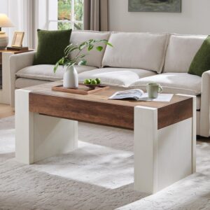 OKD Mesa de Centro Rectangular Madera Almacenamiento Cajones