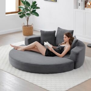 Tumbona Sofá Cama Plegable 67 Pulgadas Biplaza Gris Sin Estructura