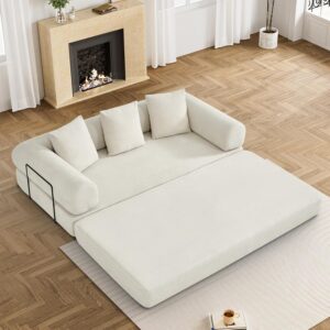 Sofá Cama Plegable 80 Pulgadas Pana Blanco