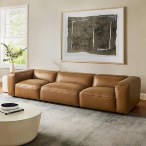Modway Sofá Modular 3 Plazas Mid-Century Piel Sintética Camello