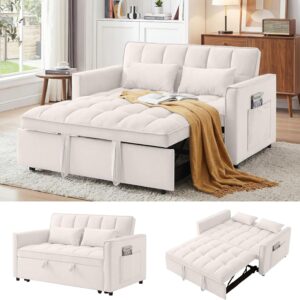 Sofá Cama 3 En 1 Extraíble 55 Pulgadas Biplaza Terciopelo Respaldo Ajustable