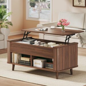 Mesa de Centro Curva Tapa Elevable Almacenamiento 41"
