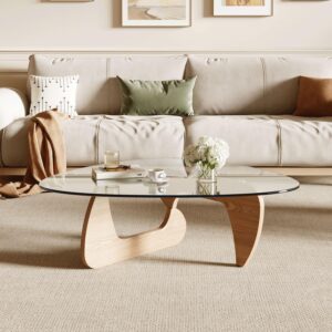 Mesa de Centro Triangular Vidrio Templado Natural 43.3"