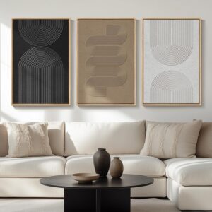 Lienzo abstracto minimalista blanco y negro, 24 x 36"