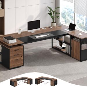 Escritorio en L 78" Con Cajones Con Archivador Con Carga USB Con Almacenamiento