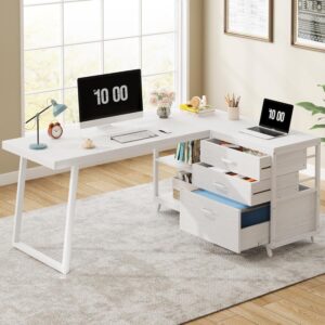 Tribesigns Escritorio en L 53" Con Cajones Con Almacenamiento Reversible
