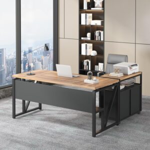 Tribesigns Escritorio en L 63" Con Cajones Con Archivador Reversible
