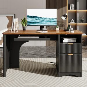 Bestier Escritorio para Computadora 55" Con Cajones Con Archivador Con Carga USB