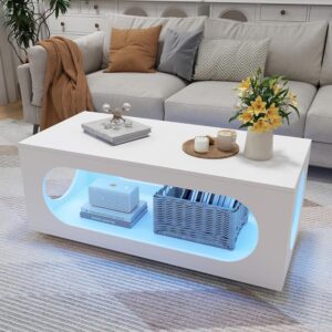 HedoAjim Mesa de Centro Rectangular Madera LED 43"
