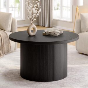 ONBRILL Mesa de Centro Redonda Madera Mid-Century 31.5"