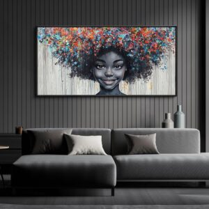 KLAKLA Lienzo abstracto mujer afroamericana con marco