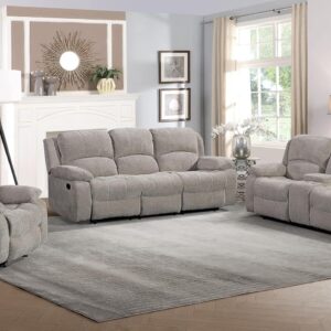Betsy Furniture Juego de Sofás Reclinables 2 Plazas Microfibra Gris Claro