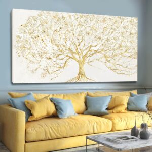 GAIDUOMAI Impresión abstracta árbol blanco, 24 x 48"