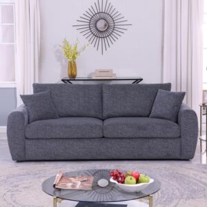 Sofá 86.2 Pulgadas 3 Plazas Felpilla Gris Asiento Profundo
