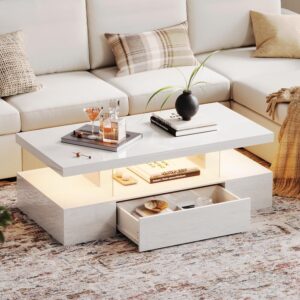 ChooChoo Mesa Auxiliar Rectangular LED Cajones Blanco