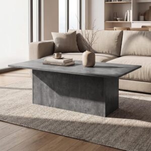 DUOMAY Mesa de Centro Rectangular Hormigón Minimalista Gris