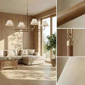 Lámpara Colgante Lineal Mid Century Lino 4 Luces 54''