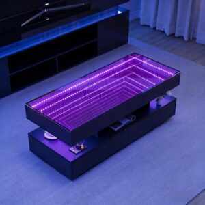 Mesa Auxiliar LED Alto Brillo Almacenamiento 47.2"