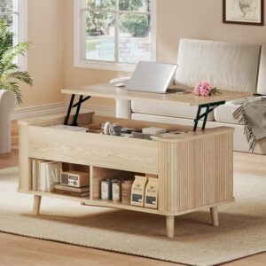 Mesa de Centro Curva Tapa Elevable Almacenamiento 41"