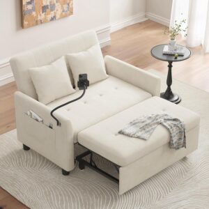 Sofá Cama 3 En 1 Extraíble 46 Pulgadas Biplaza Terciopelo Gris