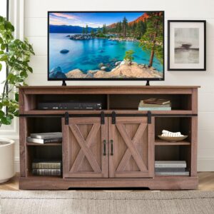 Soporte de TV Granja Marrón con Puertas Corredizas para 65"