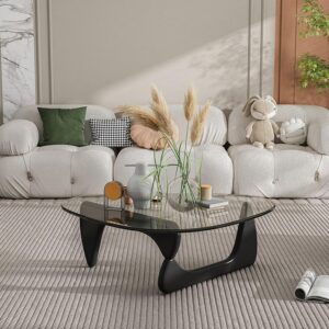 EASYSOUL Mesa de Centro Redonda Cristal 32.68"