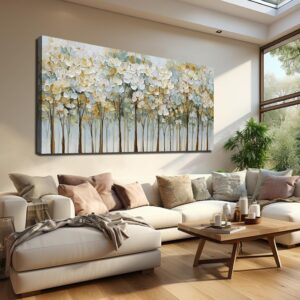 Lienzo abstracto árbol floral, 29 x 58"
