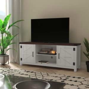 BizChair Soporte de TV Blanco Lavado con Puerta de Granero