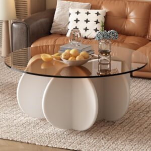 Mesa de Centro Redonda Vidrio Templado Mid-Century 31.5"