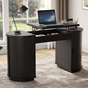 ONBRILL Escritorio Ejecutivo 59" Con Carga USB Con Almacenamiento, Negro