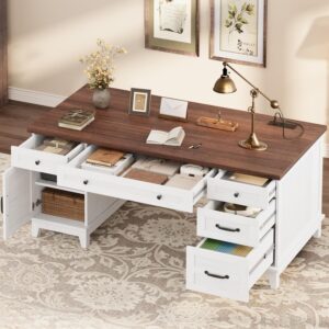 IDEALHOUSE Escritorio Ejecutivo 60" Con Archivador Con Carga USB Con Almacenamiento