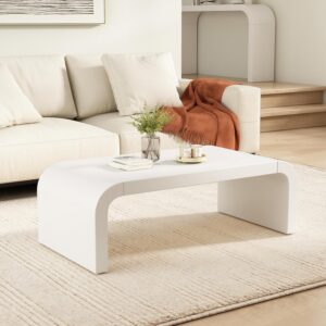 Mesa de Centro Curvada Minimalista Blanco 47.2"