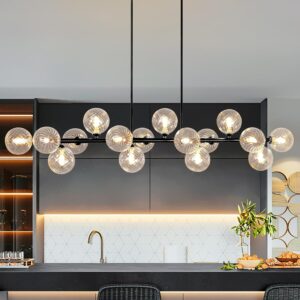 Candelabro Sputnik Lineal Moderno Negro 16 Luces 55''