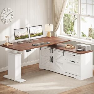 SEDETA Escritorio de Pie 55" Con Cajones Con Carga USB Con Almacenamiento